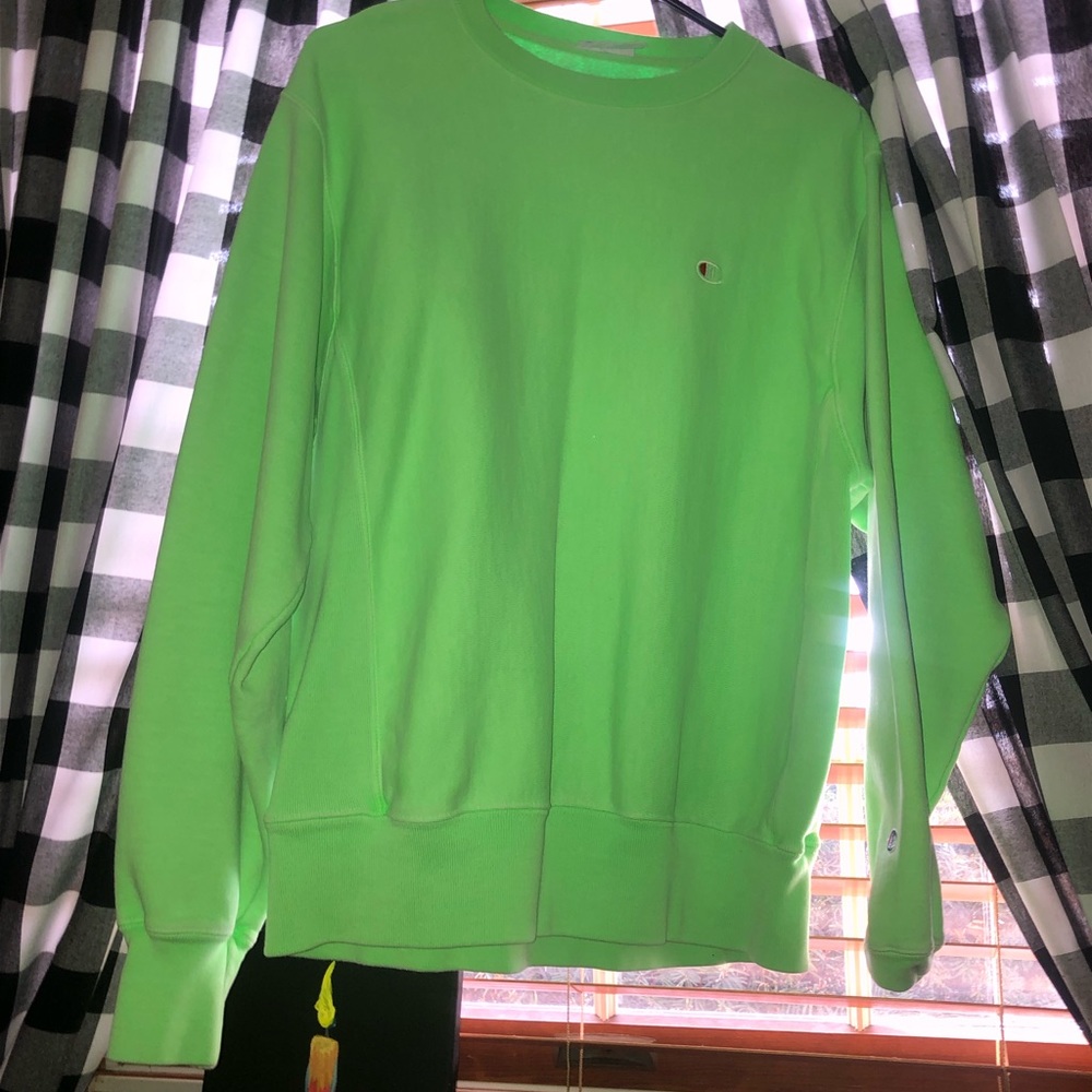Worn ONCE Lime green Champion crew neck sweatshirt